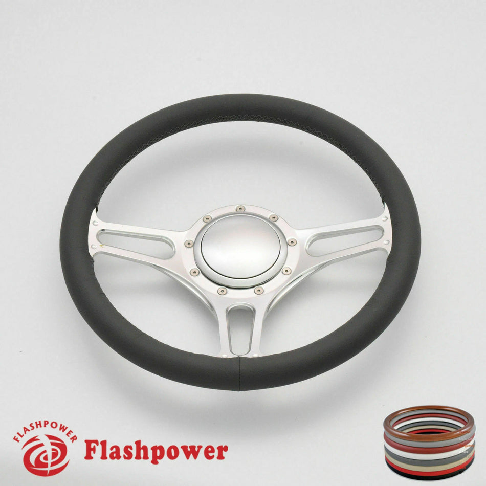 14'' Billet Steering Wheels Full Wrap Bronco F150 Mercury Capri Lincoln w/ Horn