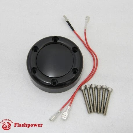 Billet Horn Button for 6 Bolt Steering Wheel Flashpower MoMo NRG Black Anodised